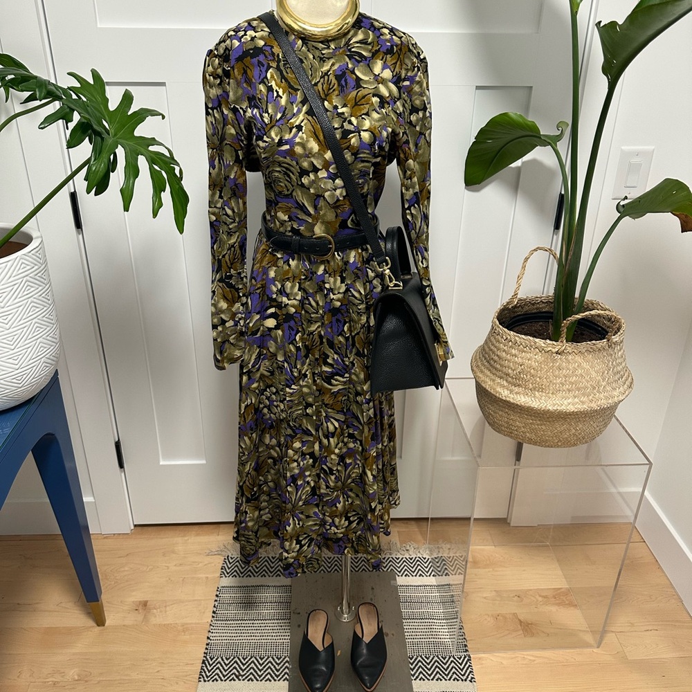 Jessica Howard Purple and Gold Long Sleeve Dress